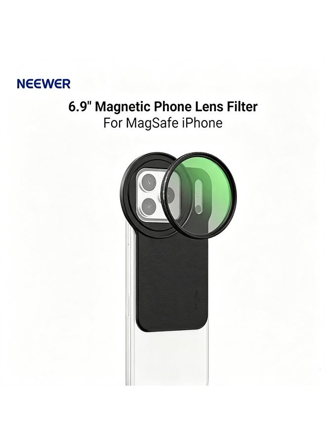 NEEWER 6.9 Inch MagSafe Magnetic Lens Filter Holder with CPL Anti-Reflective Filter Kit, Compatible iPhone 12 13 14 15 16 17 Pro Max / iPhone 14 15 16 Plus - Image 1