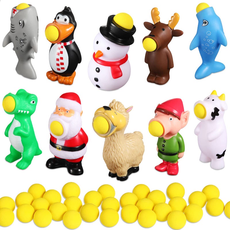 Zubebe 10 Pieces Christmas Toys Shooter Ball Foam Toy with Shoot Foam Balls Up to 20 Feet for Kids Outdoor Indoor Play Christmas Party Supplies Vivid Style - Image 3
