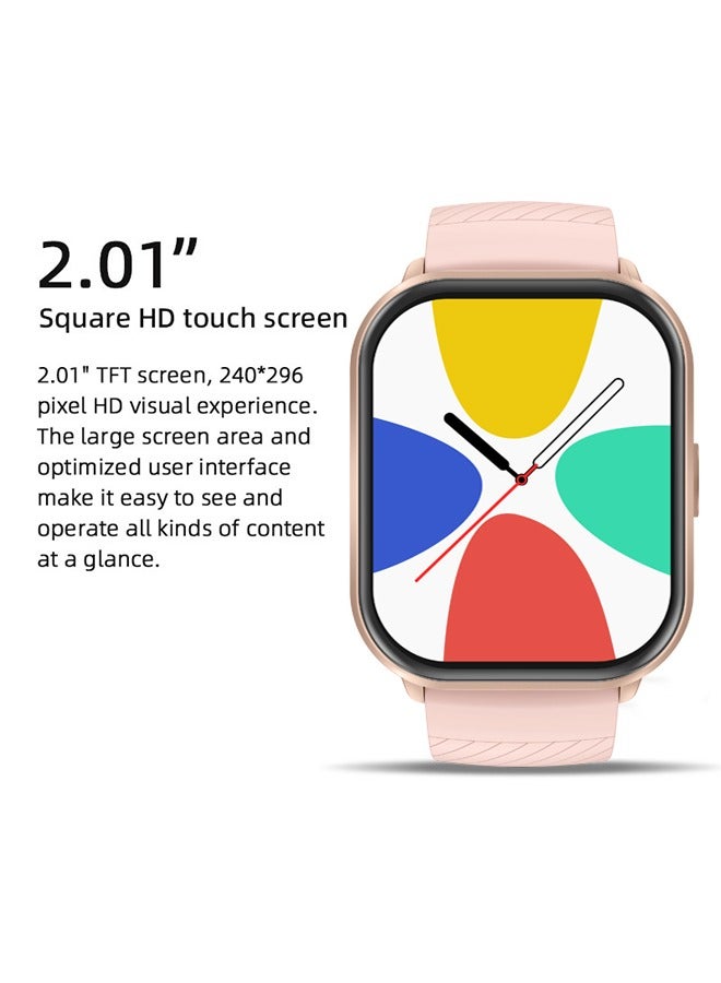 RollsTimi  Casual Smartwatch For Women Men,2.1 inch Screen Fitness Tracker, Heart Rate Sleep Monitor IP68 Waterproof Sport Smartwatch,Pink - Image 5