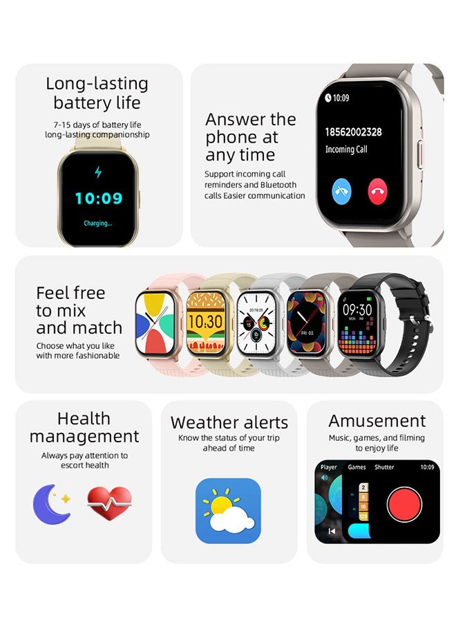 RollsTimi  Casual Smartwatch For Women Men,2.1 inch Screen Fitness Tracker, Heart Rate Sleep Monitor IP68 Waterproof Sport Smartwatch,Pink - Image 4