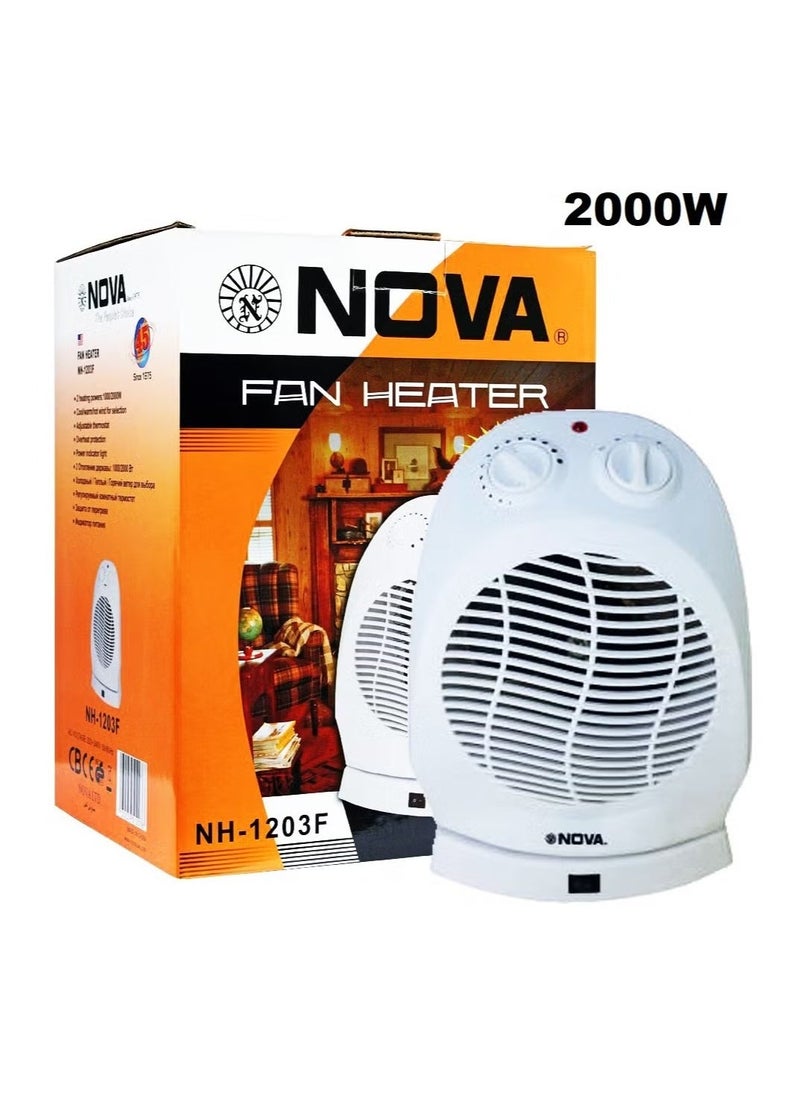 NOVA 2000W Electric Fan Heater Room Heater with 2 Temperature Settings – NH-1203F, Compact & Efficient Heater for Home, Office & Bedroom, Adjustable Heat, Quick Heating, Energy-Saving, Safe & Quiet Operation  - Image 1