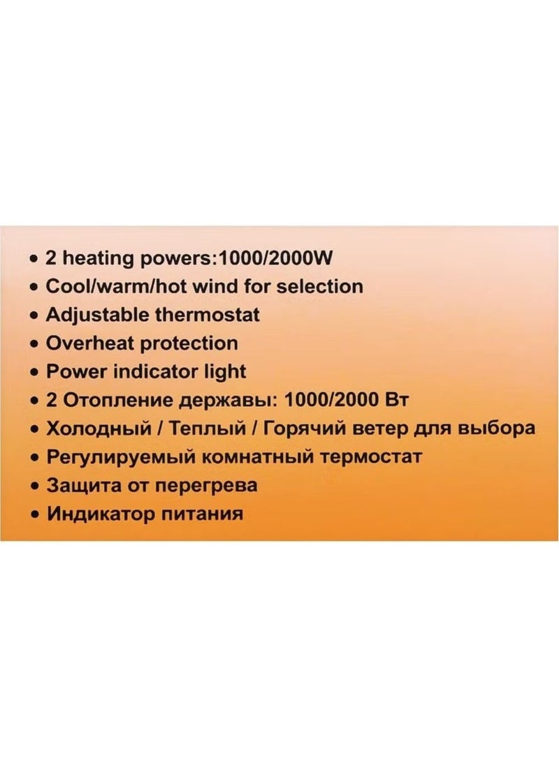 NOVA 2000W Electric Fan Heater Room Heater with 2 Temperature Settings – NH-1203F, Compact & Efficient Heater for Home, Office & Bedroom, Adjustable Heat, Quick Heating, Energy-Saving, Safe & Quiet Operation  - Image 4