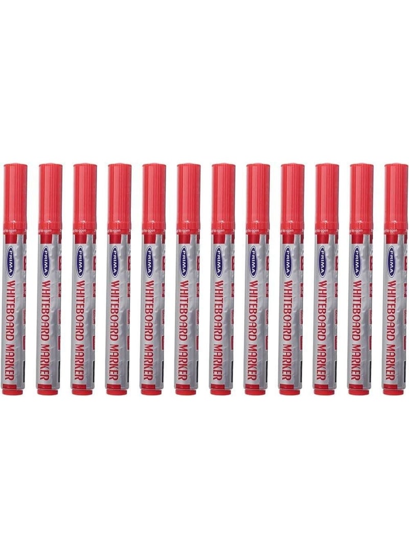 Whiteboard marker set, one color, red. Set includes: 12 markers - Image 1
