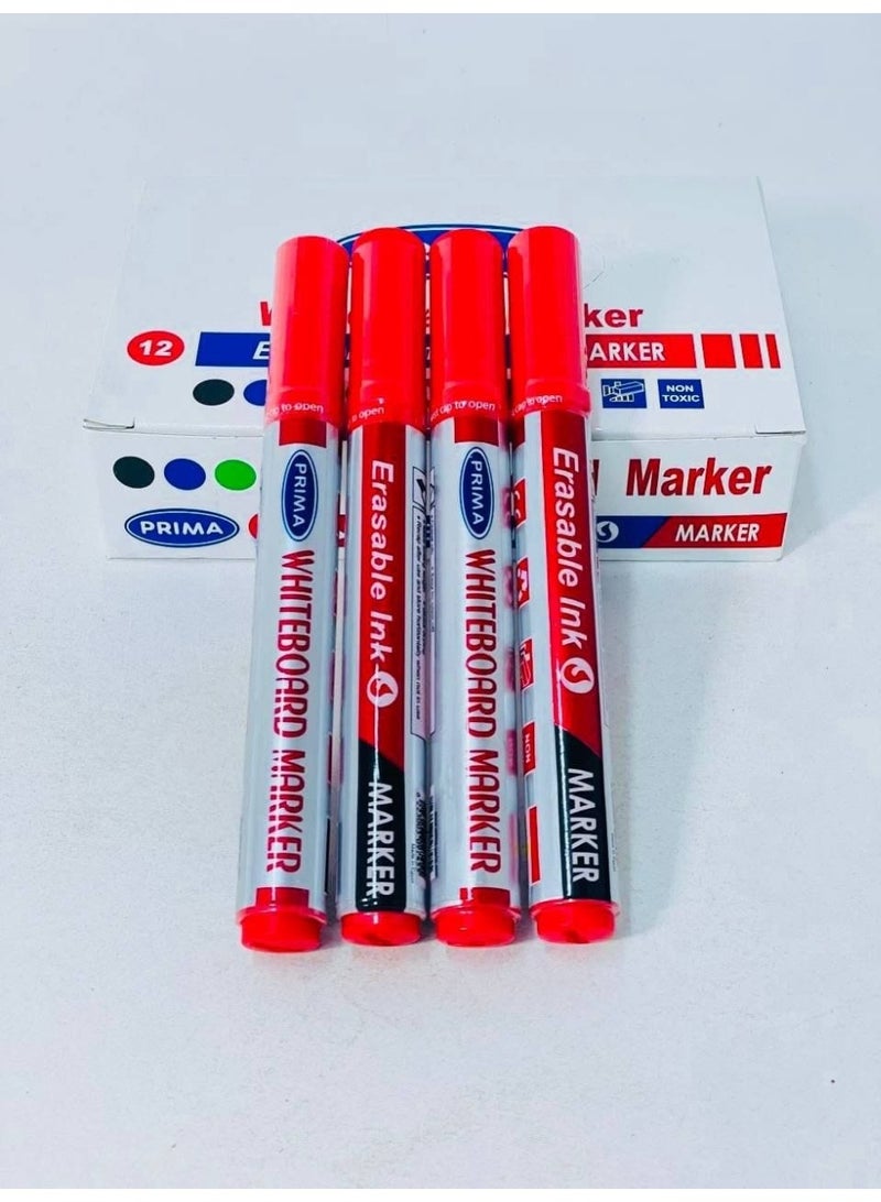 Whiteboard marker set, one color, red. Set includes: 12 markers - Image 2
