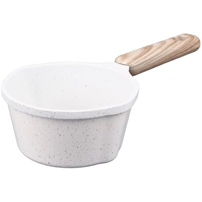 BROLEO Nonstick Sauce Pan Small Soup Pot Mini Milk Pot Pan With Pour Spout Nonstick Small Cooking Pot Frying Pot Maifanstone Melting Pot For Induction Electric Gas Stoves White - Image 2