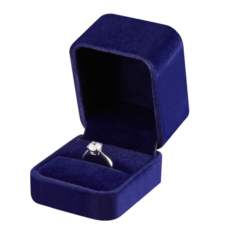 LETURE 4 Pieces Velvet Ring Gift Boxes Set, Earring Pendant Jewelry Case, Jewellry Display Box for Wedding, Engagement,Proposal, Birthday and Anniversary (Blue) - Image 4