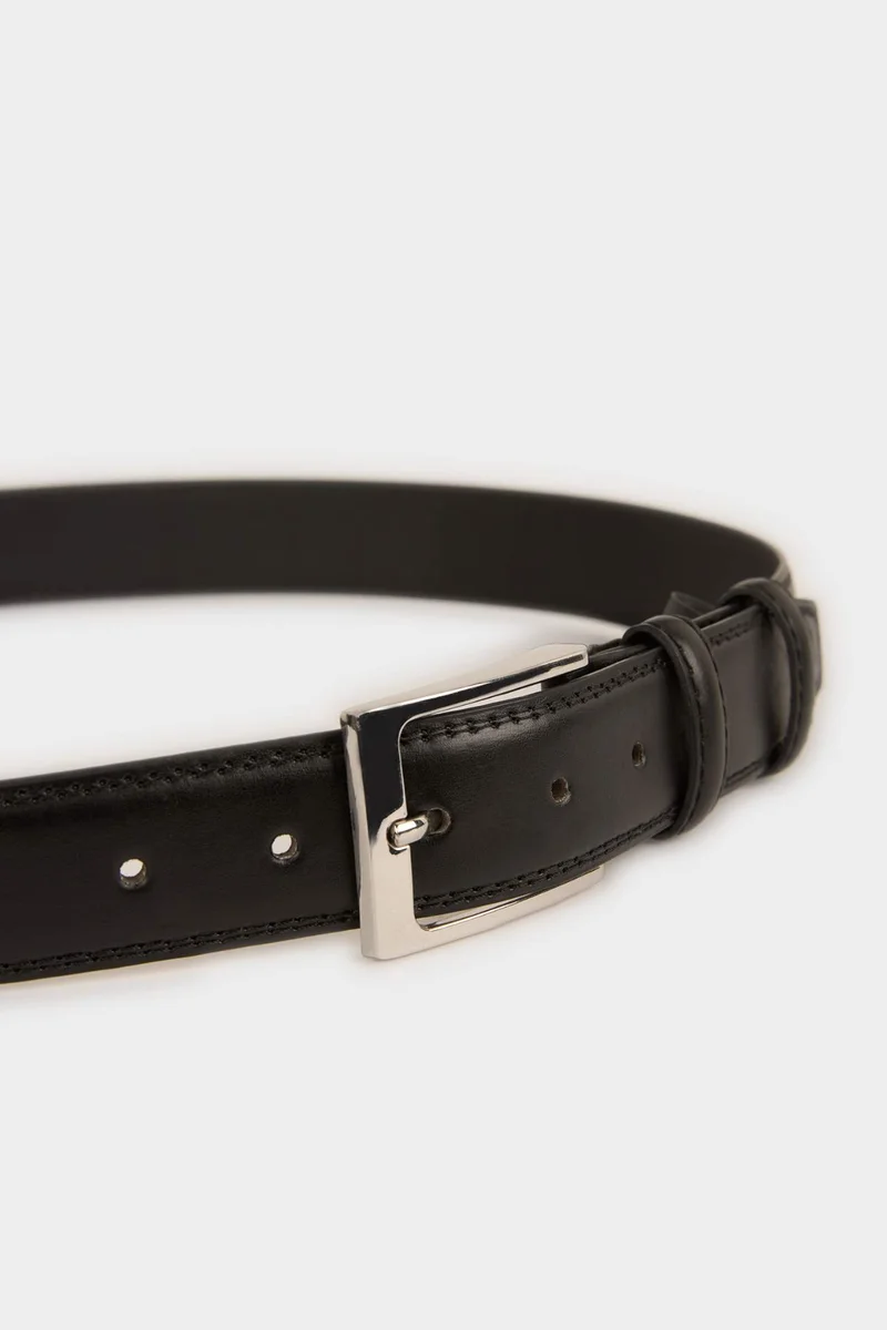 ديفاكتو Man Rectangle Clasp Faux Leather Belt
