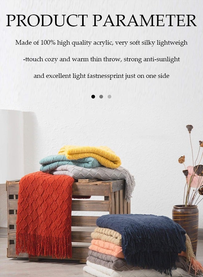 Knitted Throw Blankets, tassel sofa cover blanket, geometric pattern air conditioning blanket, portable and soft, suitable for beds, sofas, travel, camping, 130 * 170cm,green - Image 5