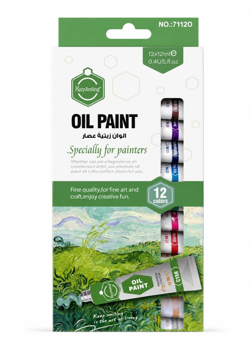 Keep Smiling Oil Paint Set – 12 Colors × 12ml – Fine Quality for Arts & Craft - Image 1