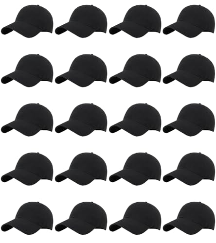 LYDTICK 20 Pack Baseball Cap Blank Trucker Hats Bulk Wholesale Hats Adjustable Plain for Men Women, Black - Image 1