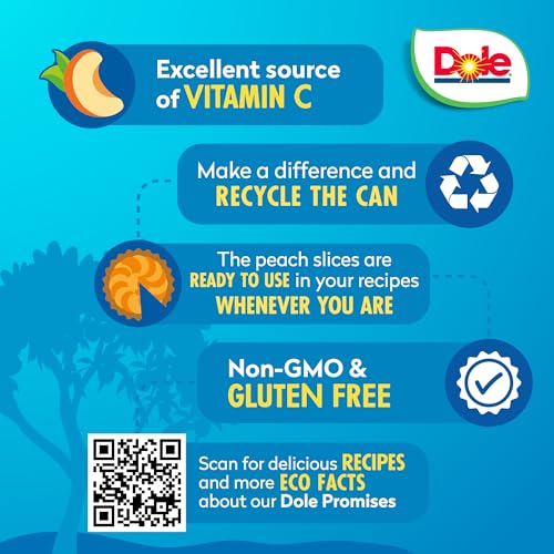 Dole Jarred Peaches Sliced Yellow Cling in 100% Fruit Juice, 23.5 Ounce Jar (Pack of 8) - Image 3
