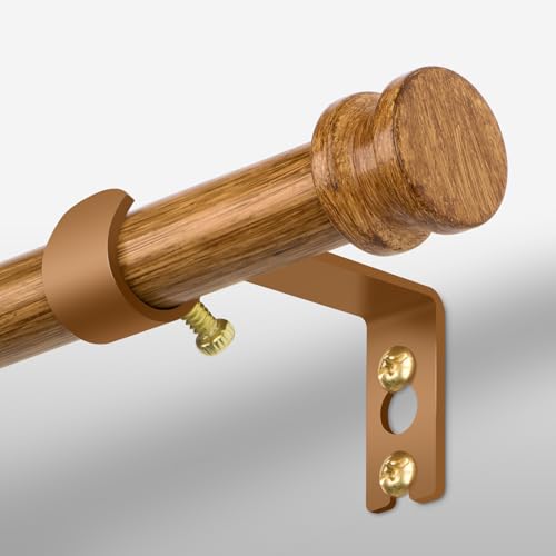 TKZTKZ Sturdy Durable Curtain RodFaux Wood Curtain Rods for Windows 1845Adjustable Heavy Duty Curtains Rod for BedroomKitchenApartmentDoorSmall Decorative Farmhouse Boho Drapery RodsAllMetal - Image 1