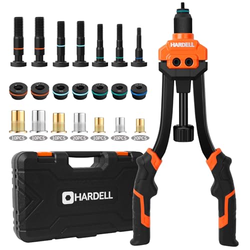HARDELL Rivet Nut Tool, 14" Rivnut Tool with 100 Pcs Rivet Nuts and 7 Metric & Inch Mandrels M6 M8 M10, 1/4-20, 5/16-18, 3/8-16, 10-24 and Rugged Carrying Case - Image 1