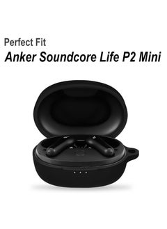 ماركة غير محددة حافظة من السيليكون متوافقة مع سماعات الأذن Anker Soundcore Life P2 Mini، غطاء حماية من السيليكون الناعم، حافظة مقاومة للصدمات مع حلقة تسلق (أسود)  - Image 2
