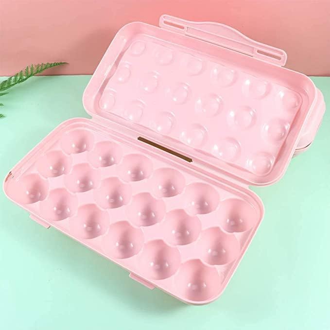 Descaler Egg tray 16 grid egg holder for kitchen Holder FridgeFreezer Stackable Holder Plastic Carrier CasesDouble Layer Egg Box home hotel Organizer Egg container box Pink  - Image 4