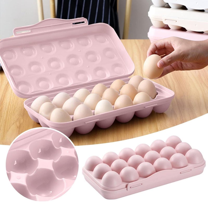 Descaler Egg tray 16 grid egg holder for kitchen Holder FridgeFreezer Stackable Holder Plastic Carrier CasesDouble Layer Egg Box home hotel Organizer Egg container box Pink  - Image 1