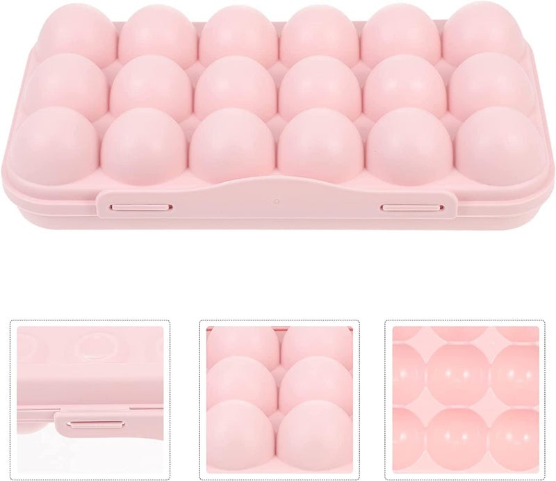Descaler Egg tray 16 grid egg holder for kitchen Holder FridgeFreezer Stackable Holder Plastic Carrier CasesDouble Layer Egg Box home hotel Organizer Egg container box Pink  - Image 5