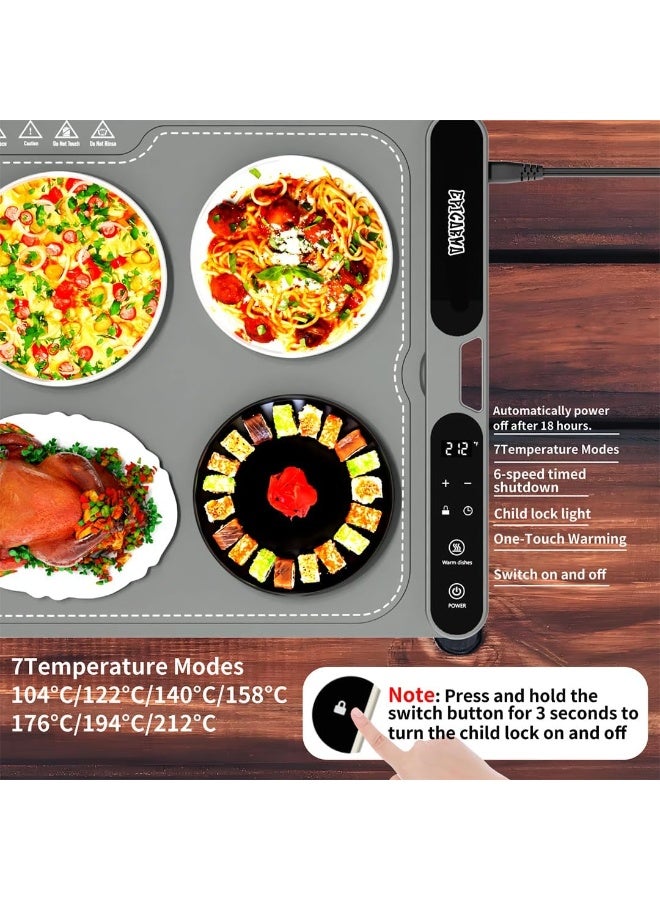 epicarma Electric Food Warming Tray Mat 80x40cm 450W – Extra Large Foldable Silicone Food Warmer, Adjustable Temperature & Timer, Buffet Heating Pad, Portable Countertop Food Warmer for Parties, Dining Table & Coffee - Image 2