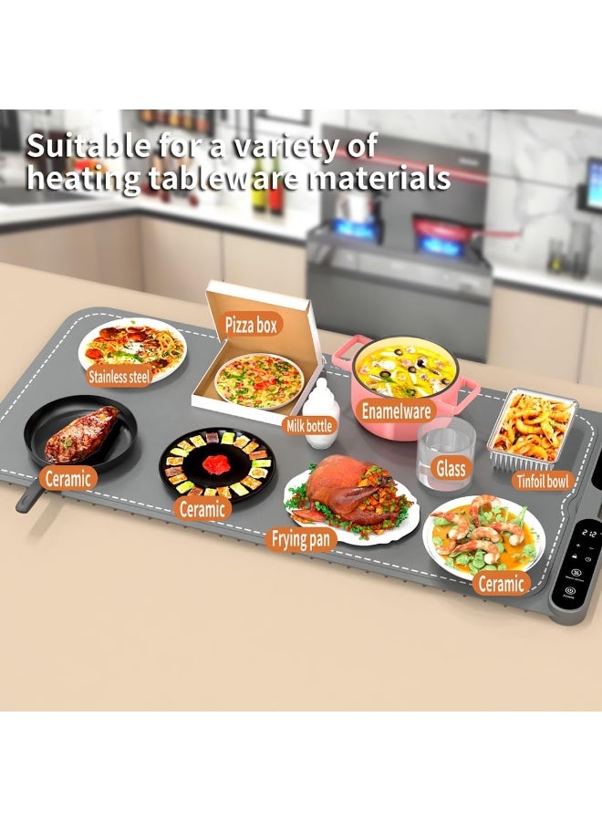 epicarma Electric Food Warming Tray Mat 80x40cm 450W – Extra Large Foldable Silicone Food Warmer, Adjustable Temperature & Timer, Buffet Heating Pad, Portable Countertop Food Warmer for Parties, Dining Table & Coffee - Image 3