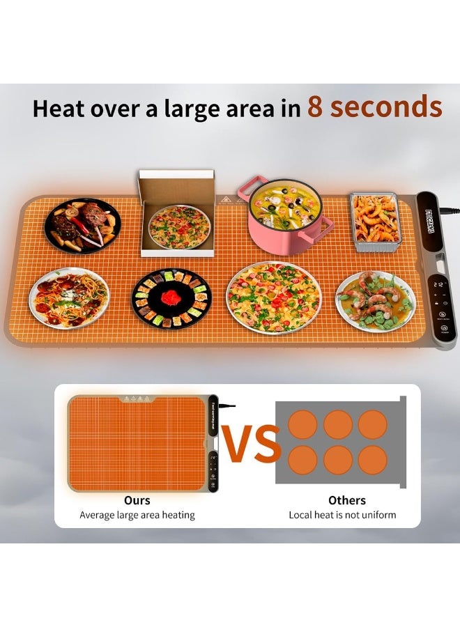 epicarma Electric Food Warming Tray Mat 80x40cm 450W – Extra Large Foldable Silicone Food Warmer, Adjustable Temperature & Timer, Buffet Heating Pad, Portable Countertop Food Warmer for Parties, Dining Table & Coffee - Image 5