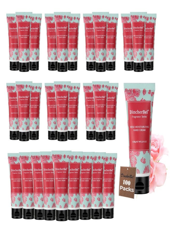 DincherBel 100 Pack Rose Moisturizing Hand Cream Set - Travel Size Non-Greasy Hand Lotion Set for Dry Skin, Instant Moisturizing Hand Cream for Women, 1.0 oz/30 ml - Image 1