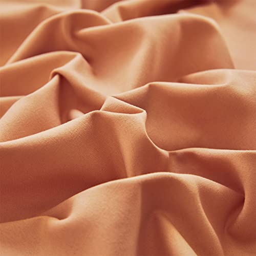 Wellboo Peach Comforter Sets Full Pink Orange Bedding Comforters Solid Grapefruit Color Bedding Cotton Women Girls Light Orange Quilts Modern Minimalist Peach Comforters Plain Coral Pink Bed Luxury - Image 5