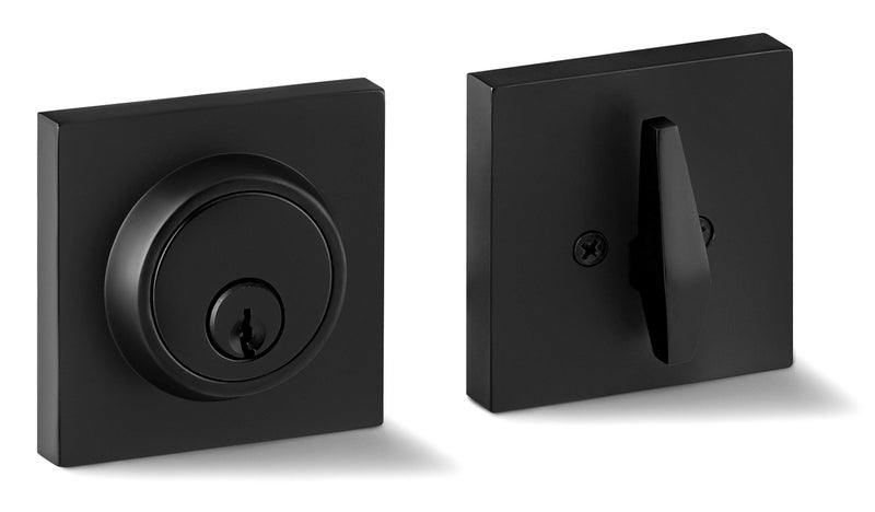 Berlin Modisch Single Cylinder Deadbolt Lock Slim Square for Front Door Modern Contemporary High Security Heavy Duty – Iron Black Finish - Image 1