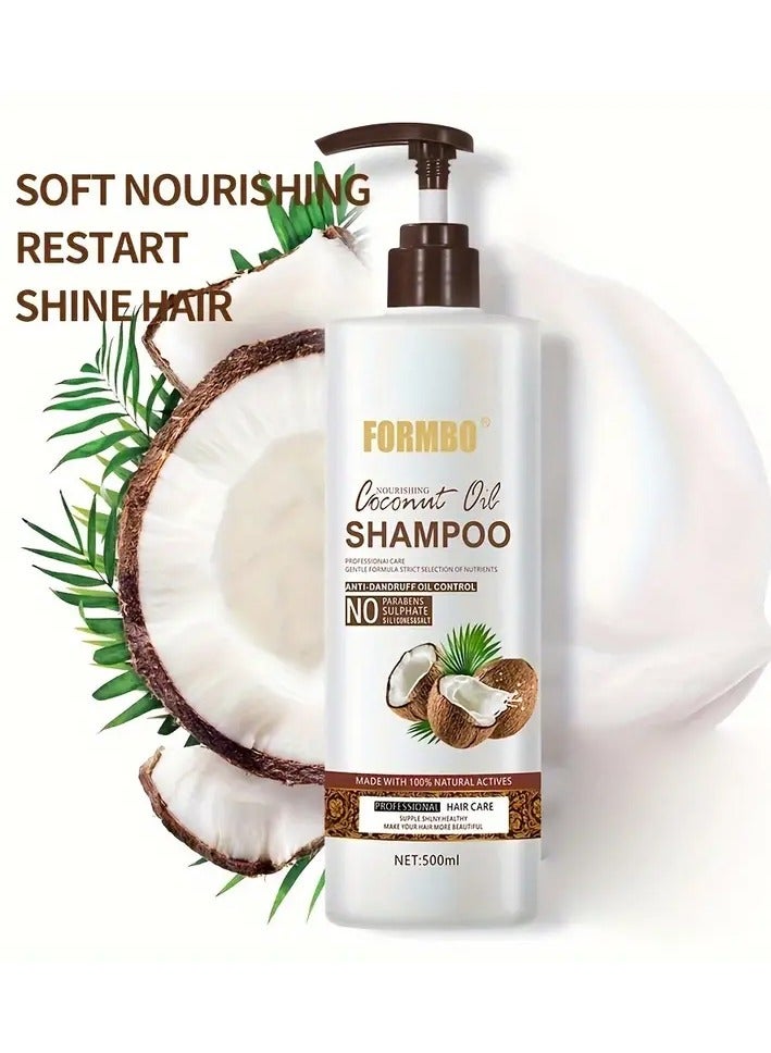 FORMBO Coconut Oil Shampoo for Unisex-Adult, Nourishing Thick Hair with Glycerin, Deep Clean Formulation, Dandruff & Oil Control, Sulfate & Paraben Free Liquid Hair Care, 500ML - Image 1