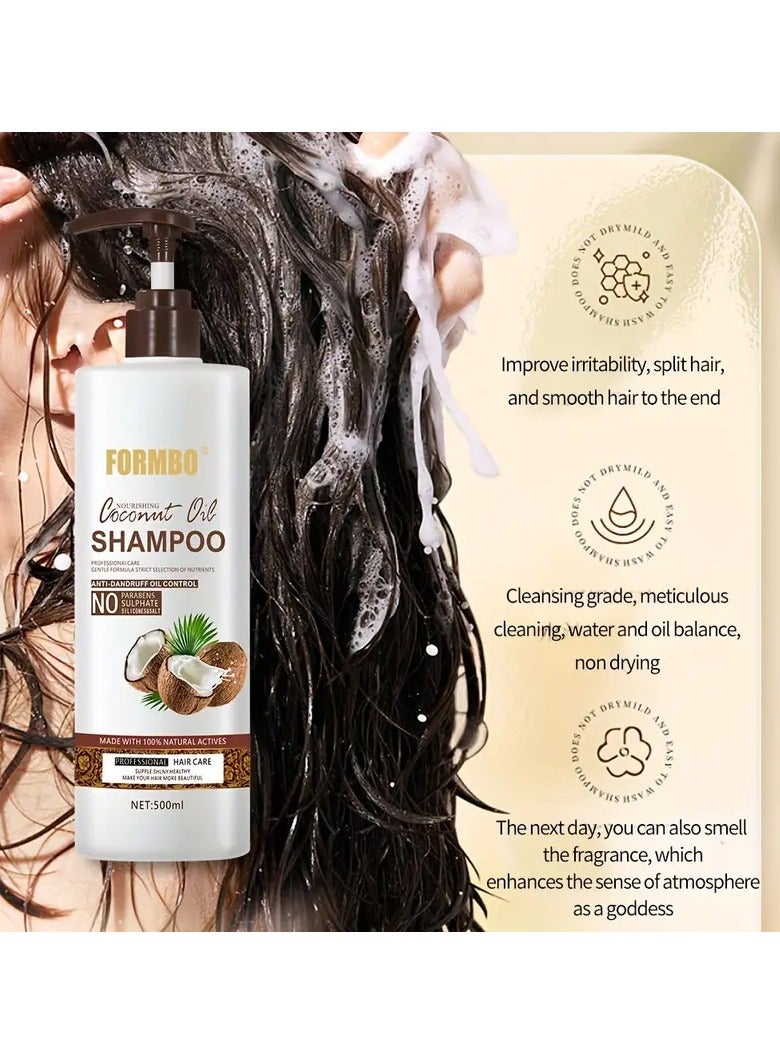 FORMBO Coconut Oil Shampoo for Unisex-Adult, Nourishing Thick Hair with Glycerin, Deep Clean Formulation, Dandruff & Oil Control, Sulfate & Paraben Free Liquid Hair Care, 500ML - Image 2