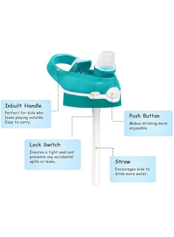 هوكور زجاجة مياه للاطفال من توريسيك مع غطاء بماصة - زجاجة مياه معزولة من الستانلس ستيل للاطفال - زجاجة مياه معزولة مانعة للتسرب للاطفال، 400 مل، ديناصور - Image 5