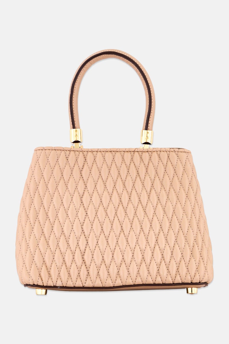 ANNE KLEIN Women Hardware Logo Small Satchel Bag, Nude - Image 2