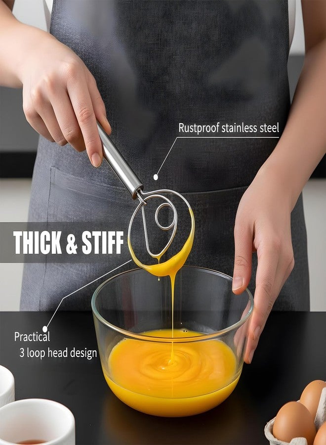 Bremorou 7.87 Inch Danish Dough Whisk Stainless Steel Dutch Whisk Sourdough Mixer Tools For Pizza Pastry Cake Batter Mixing Easy & Quick Ergonomic Bread Dough With Single Hole Design, Silver - Image 4