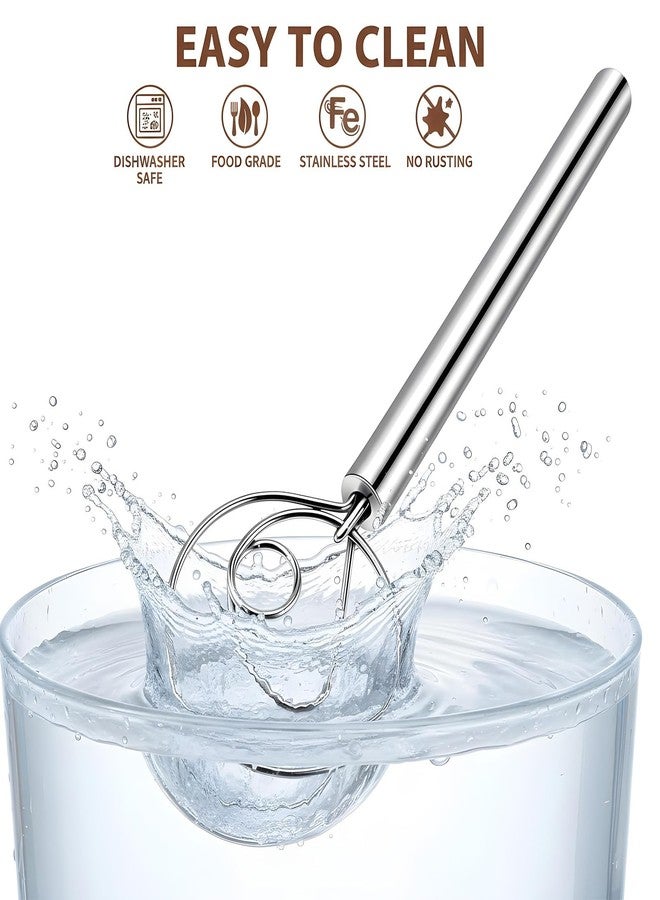 Bremorou 7.87 Inch Danish Dough Whisk Stainless Steel Dutch Whisk Sourdough Mixer Tools For Pizza Pastry Cake Batter Mixing Easy & Quick Ergonomic Bread Dough With Single Hole Design, Silver - Image 5