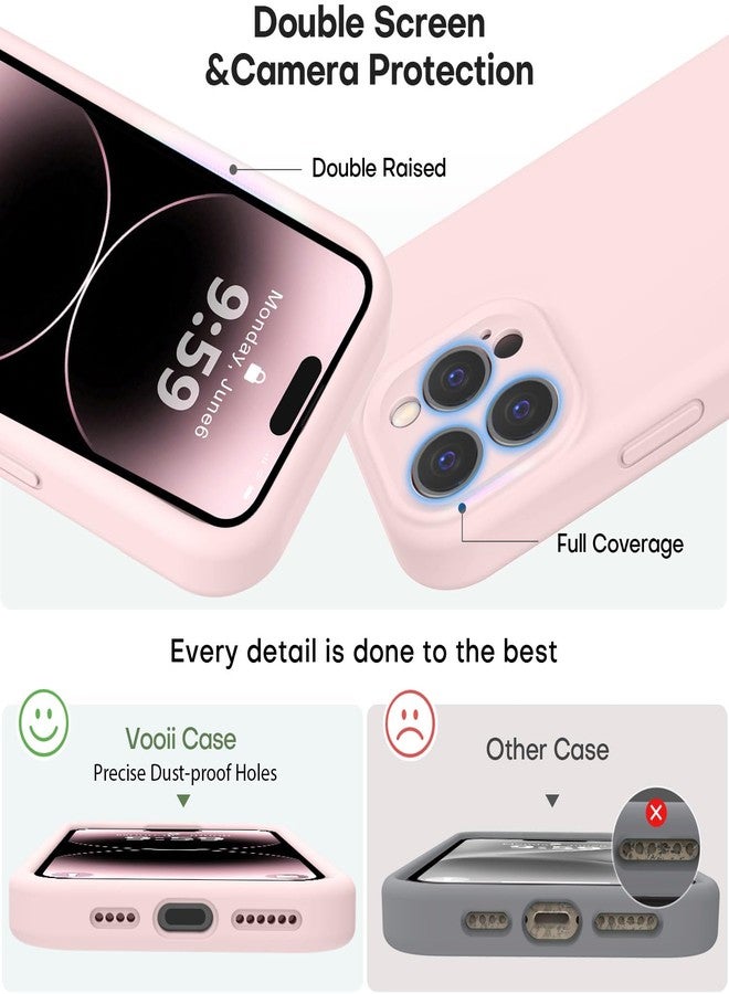 Vooii Compatible with iPhone 14 Pro Max Case, Liquid Silicone Upgrade [Camera Protection] [Soft Anti-Scratch Microfiber Lining] Shockproof Phone Case for iPhone 14 Pro Max 6.7 inch - Chalk Pink - Image 3