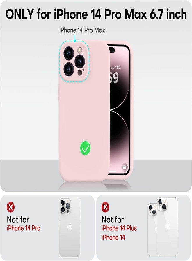 Vooii Compatible with iPhone 14 Pro Max Case, Liquid Silicone Upgrade [Camera Protection] [Soft Anti-Scratch Microfiber Lining] Shockproof Phone Case for iPhone 14 Pro Max 6.7 inch - Chalk Pink - Image 5