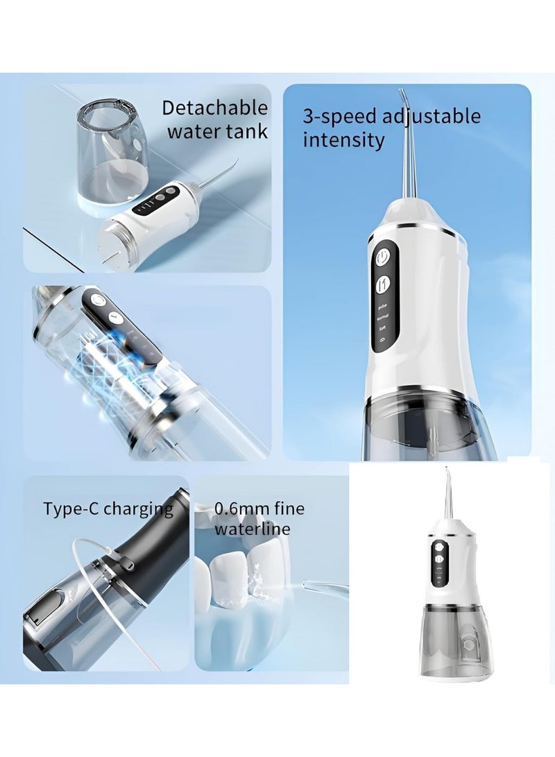 For a Beautiful Smile - Upgraded Water Flosser - Portable Cordless Dental Flosser - 3 Cleaning Modes - 4 Multiple Nozzles - 380ml Capacity (White) - Image 2