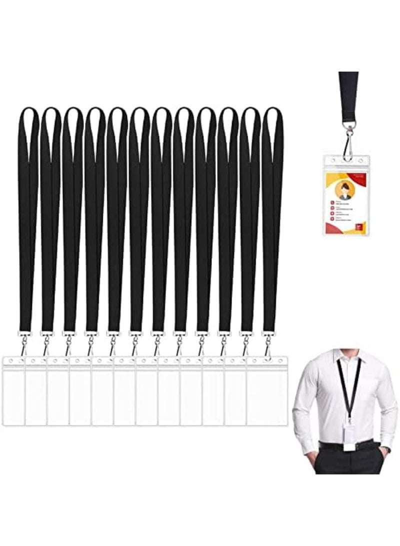 ID Badge Holders, 12 PCS Clear Card Holder with Breakaway Lanyard, Multi ID Holder with Waterproof Resealable, Name Tag Badge Holder for Nurses, Office and School, Vertical - Image 1