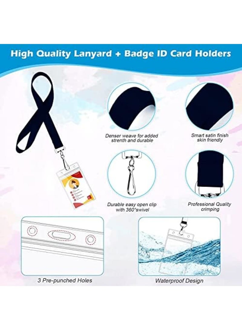 ID Badge Holders, 12 PCS Clear Card Holder with Breakaway Lanyard, Multi ID Holder with Waterproof Resealable, Name Tag Badge Holder for Nurses, Office and School, Vertical - Image 2