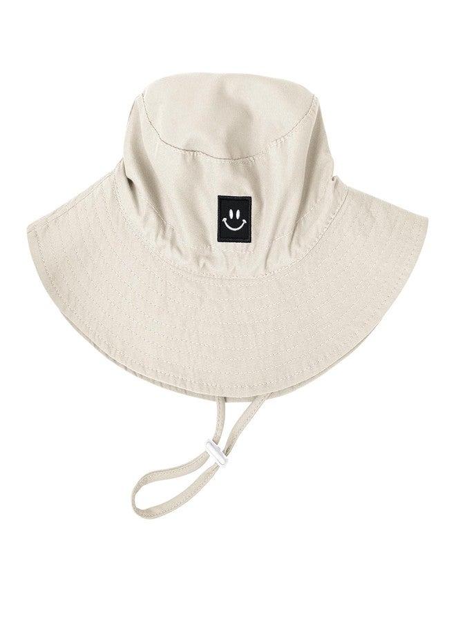 Bucaum Baby Toddler Sun Hat,Kids Summer Smile Face UPF 50+ Beach Bucket Hat for Boys Girls Children 6-24Months Khaki - Image 1