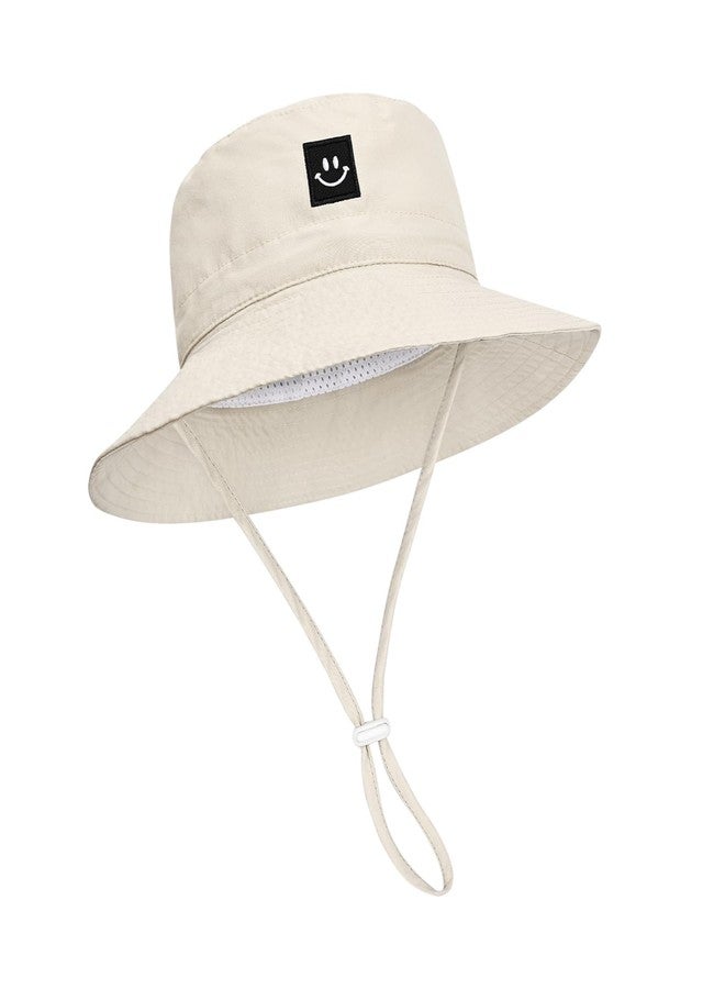 Bucaum Baby Toddler Sun Hat,Kids Summer Smile Face UPF 50+ Beach Bucket Hat for Boys Girls Children 6-24Months Khaki - Image 3