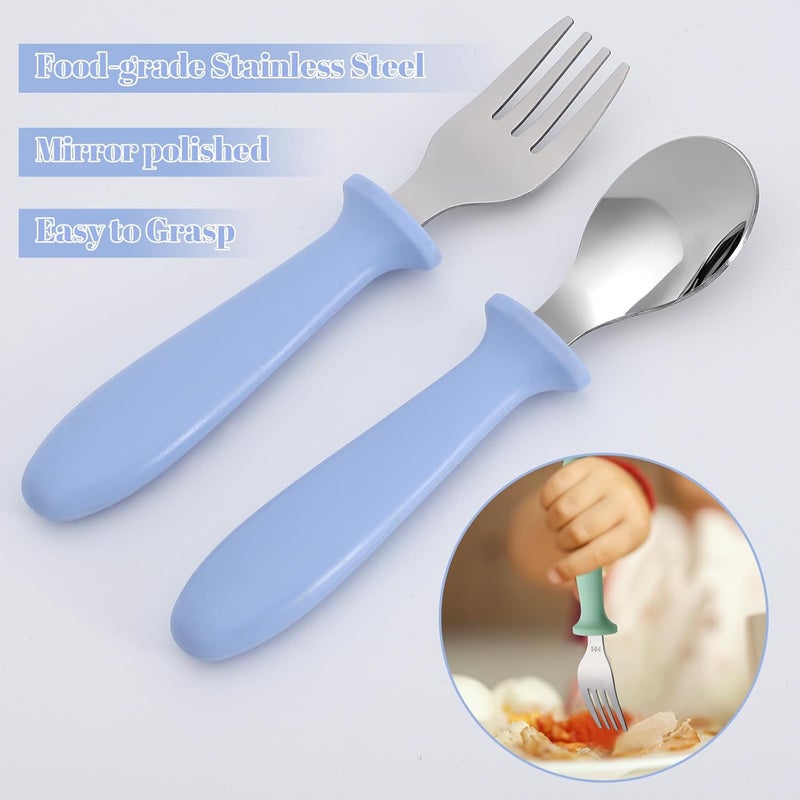 Pimoys 6 Pieces Toddler Utensils Forks and SpoonsKids Silverware Set with Plastic Handle Stainless Steel Toddler SilverwareDishwasher Safe - Image 4