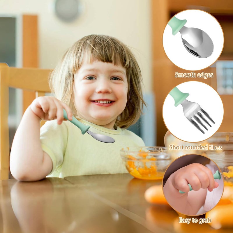 Pimoys 6 Pieces Toddler Utensils Forks and SpoonsKids Silverware Set with Plastic Handle Stainless Steel Toddler SilverwareDishwasher Safe - Image 5