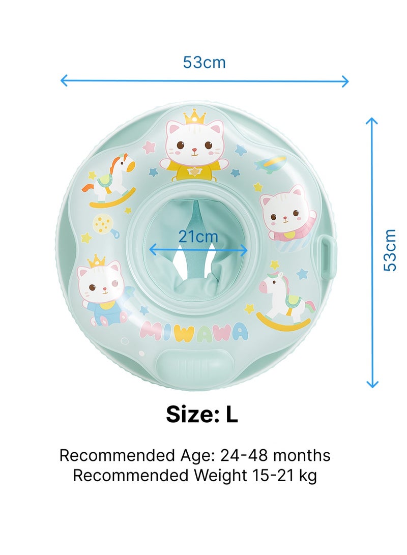 [L SIZE]Blue Baby Swim Ring Seat, Soft and Skin-Friendly, Available in S/M/L Sizes, For Babies 10-48 Months (S: 10-24M, M: 18-36M, L: 24-48M)  - Image 1