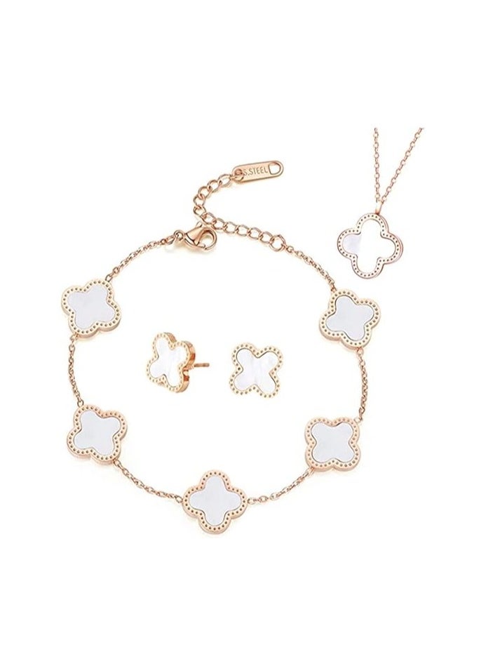 MIRFA Four Leaf Clover Jewellery Set (White)  - Image 5