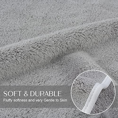 KinHwa Microfiber Hand Towels Ultra Soft Hand Towels for Bathroom Super Absorbent Bath Towels Ideal for Hair Spa Sports and Travel 30inch x 16inch 2 Pack Light-Gray - Image 3