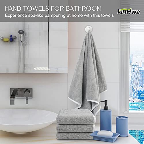 KinHwa Microfiber Hand Towels Ultra Soft Hand Towels for Bathroom Super Absorbent Bath Towels Ideal for Hair Spa Sports and Travel 30inch x 16inch 2 Pack Light-Gray - Image 5