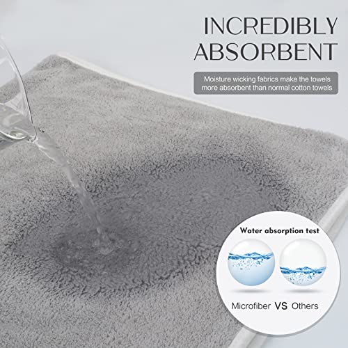 KinHwa Microfiber Hand Towels Ultra Soft Hand Towels for Bathroom Super Absorbent Bath Towels Ideal for Hair Spa Sports and Travel 30inch x 16inch 2 Pack Light-Gray - Image 4