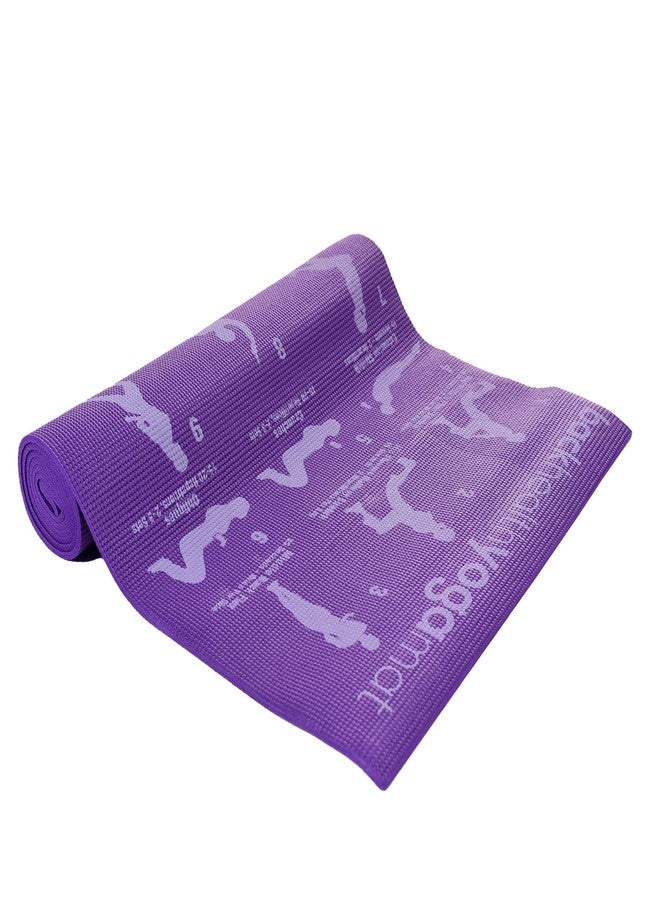 IRIS Fitness Printed Sun Salutation Premium Yoga Mat Purple (180 cm X 65 cm X 6mm) - Image 2