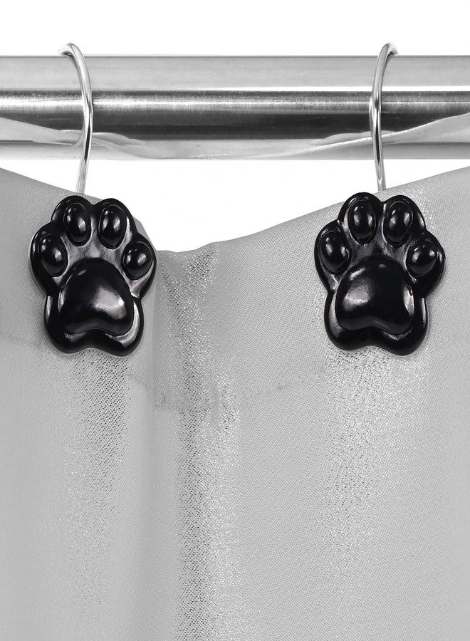 Popkozzi Black Decorative Shower Curtain Hooks: 12 Pcs Cute Lovely Funny Cat Dog Bear Animal Paw Print Shower Curtain Rings Hooks & Hangers for Kids Children Bathroom Décor - Set of 12 - Image 5
