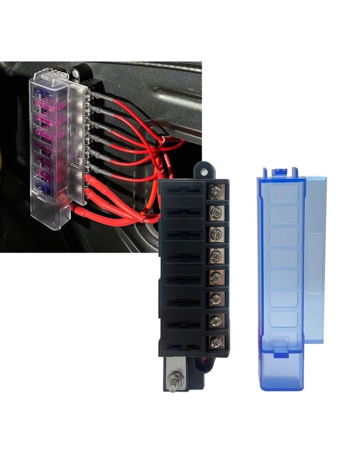 Compact 4 Circuit Automotive Blade Fuse Block With Protective Cover Durable PC Material - Image 3